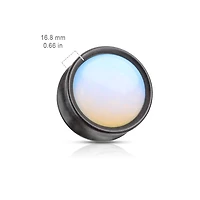 Double Flared Ebony Wood Opalite Stone Inlay Plugs