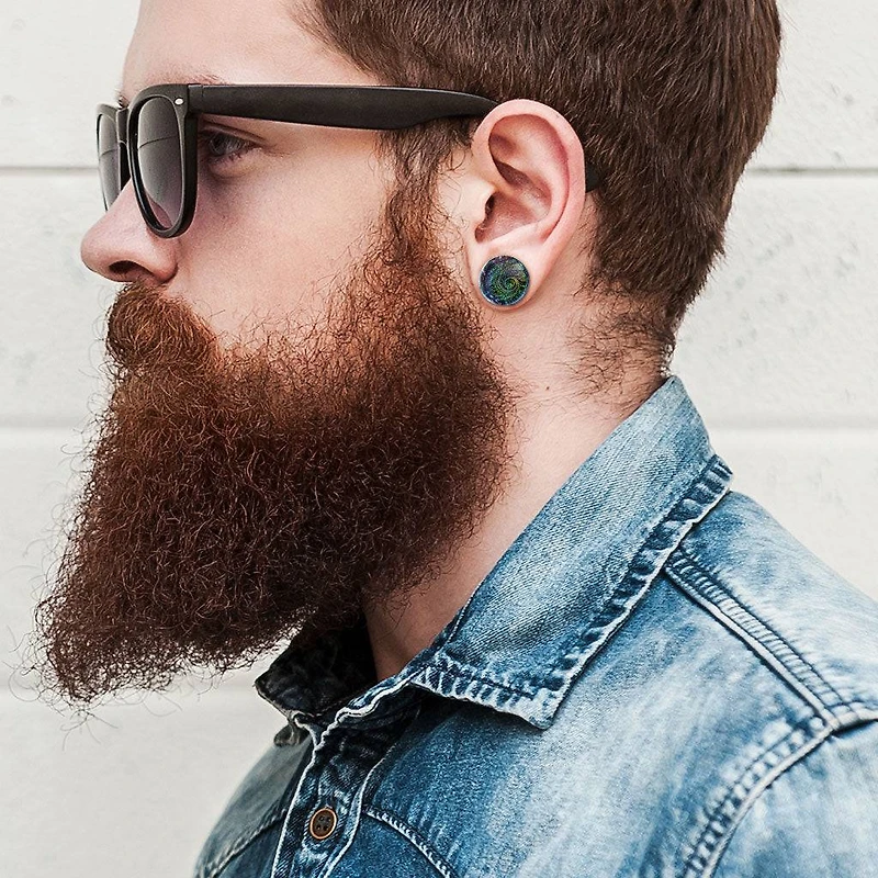 Double Flared Galaxy Swirl Glass Ear Gauges Plugs