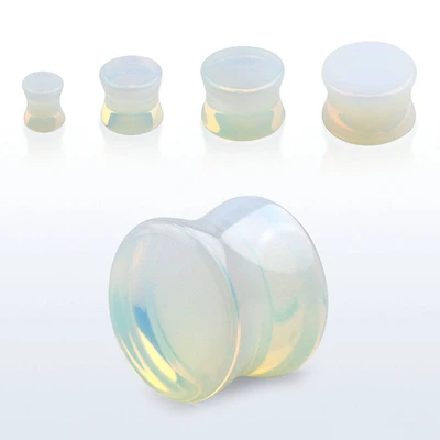 Double Flared White Opal Stone Plugs