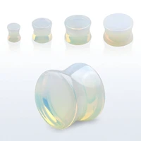 Double Flared White Opal Stone Plugs