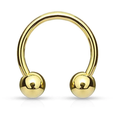 Gold Plated Surgical Steel Circular Horseshoe Tragus Cartilage Barbell with Ball Ends