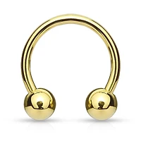 Gold Plated Surgical Steel Circular Horseshoe Tragus Cartilage Barbell with Ball Ends