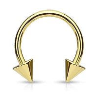 Gold Plated Surgical Steel Circular Horseshoe Tragus Cartilage Barbell with Spike Ends