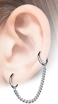 Gold PVD Surgical Steel Chain Link Double Hoop Earring