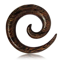 Hand Carved Siamea Wood Ear Spiral Expander