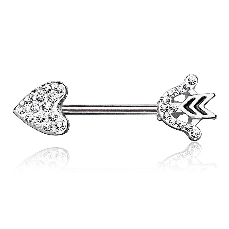 Heart & Arrow CZ Nipple Ring Barbell