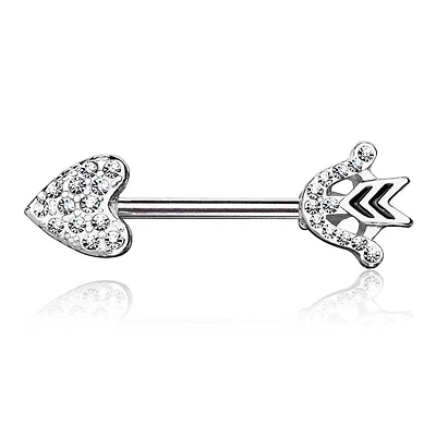 Heart & Arrow CZ Nipple Ring Barbell