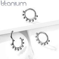 Implant Grade Titanium Beaded Tribal Hinged Septum Ring Hoop Clicker
