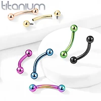 Implant Grade Titanium Gold PVD Internally Threaded Curved Barbell