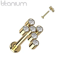 Implant Grade Titanium Gold PVD Internally Threaded White Cross Labret