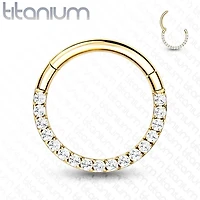 Implant Grade Titanium Gold PVD Paved White CZ Septum Clicker