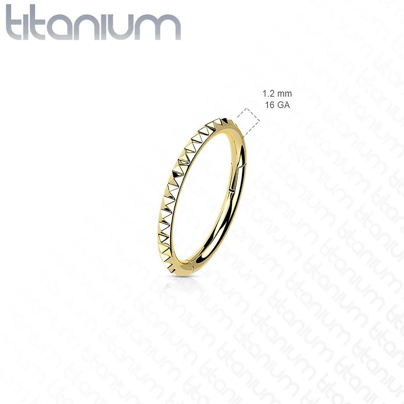 Implant Grade Titanium Gold PVD Ridged Hinged Hoop Clicker Ring