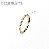 Implant Grade Titanium Gold PVD Ridged Hinged Hoop Clicker Ring