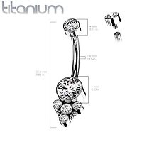 Implant Grade Titanium Internally Threaded White CZ Boho Belly Ring