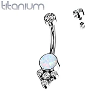 Implant Grade Titanium Internally Threaded Opal Boho Belly Ring