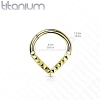 Implant Grade Titanium Rose Gold PVD V Shaped Ridged Septum Clicker Hinged Hoop