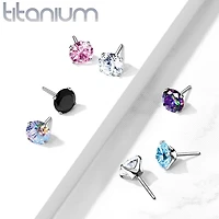 Implant Grade Titanium Threadless Push In Labret Flat Back Black CZ Stud