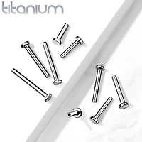 Implant Grade Titanium Threadless Push In Labret Flat Back Pink CZ Stud