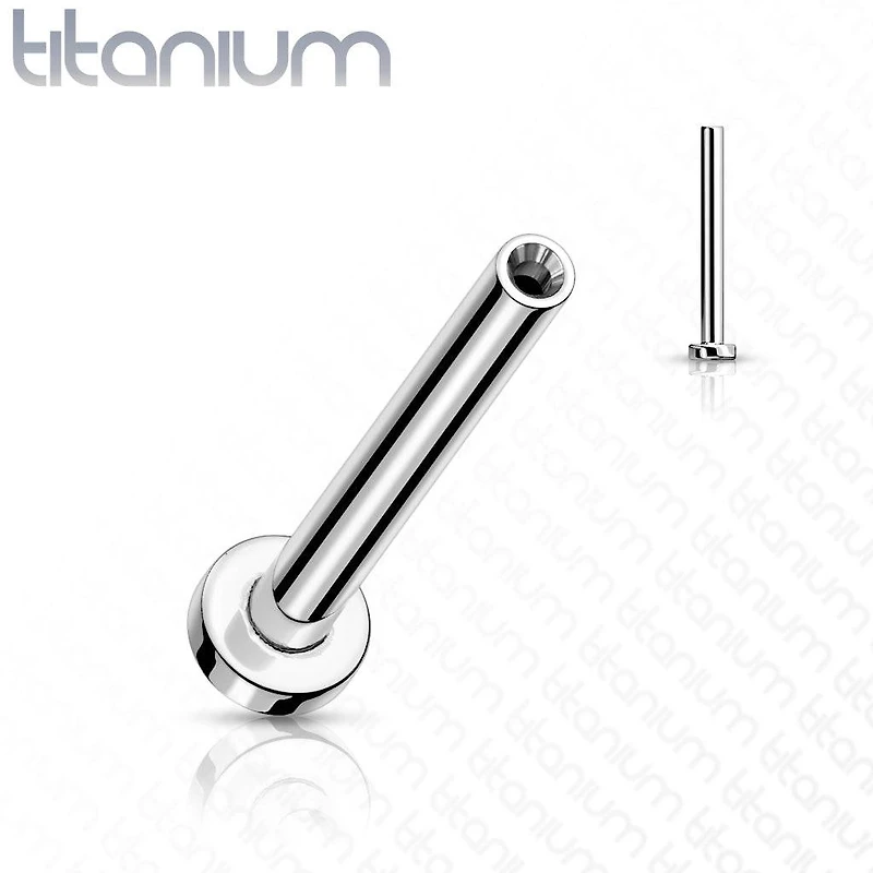 Implant Grade Titanium Threadless Push In Labret Flat Back Pink CZ Stud