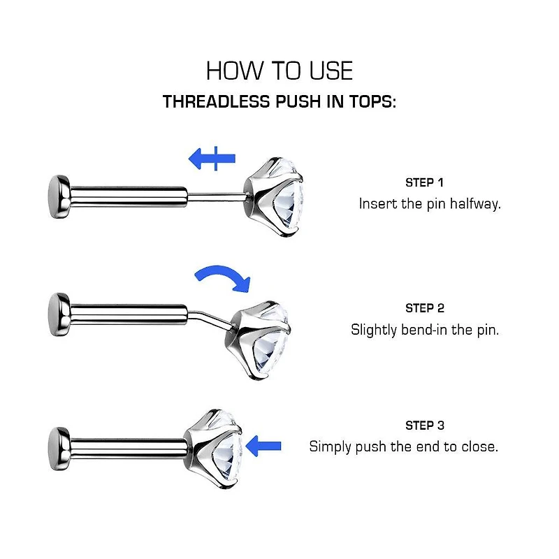 Implant Grade Titanium Threadless Push In Tragus/Cartilage Clawed Opal Stone With Flat Back