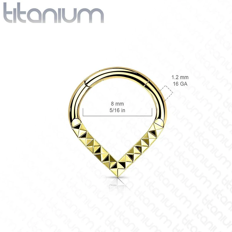 Implant Grade Titanium V Shaped Ridged Septum Clicker Hinged Hoop