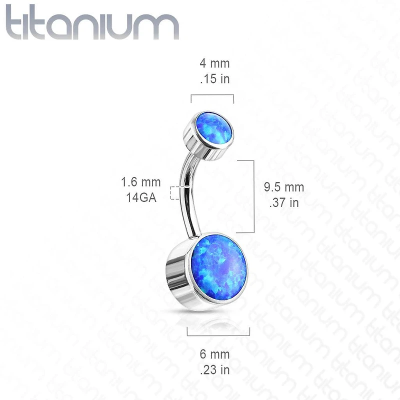 Internally Threaded Implant Grade Titanium Bezel Blue Opal Belly Ring