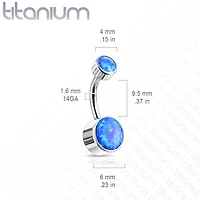 Internally Threaded Implant Grade Titanium Bezel Blue Opal Belly Ring