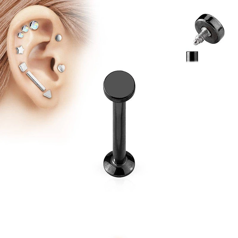 Internally Threaded Round Surgical Steel Black PVD Labret