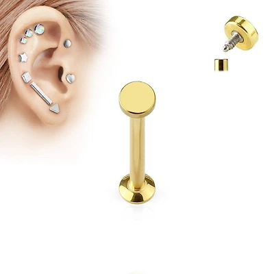 Internally Threaded Round Surgical Steel Gold PVD Labret