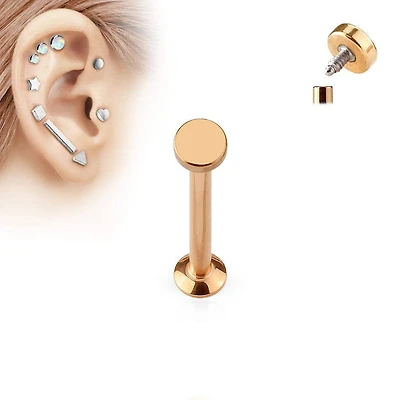 Internally Threaded Round Surgical Steel Rose Gold PVD Labret