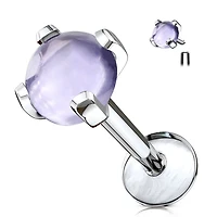 Internally Threaded Semi Precious Amethyst Stone Surgical Steel Labret