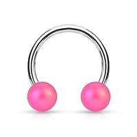 Matte Pink Acrylic Balls Surgical Steel Horseshoe