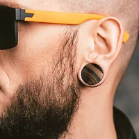 Organic Natural Striped Ebony Wood Double Flared Ear Plugs Spacers Gauges