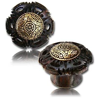 Organic Tamarind Wood Antique Tribal With Brass Inlay Ear Gauges Tunnels Spacers