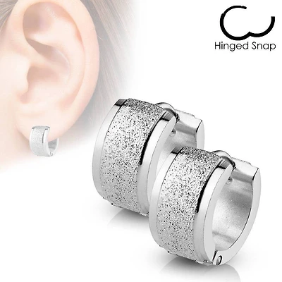 Pair of 316L Surgical Steel 2 Size Glitter Hinged Hoop Earrings