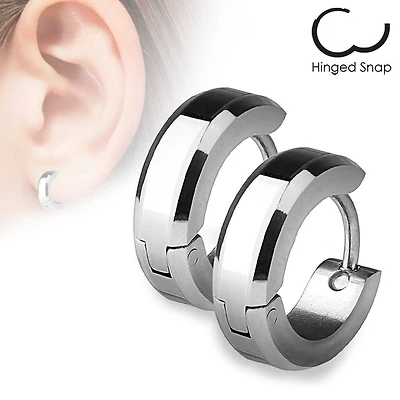 Pair of 316L Surgical Steel Beveled Edge Hoop Earrings