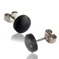 Pair of 8mm Organic Black Areng Wood Disk Earring Studs