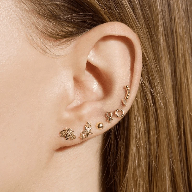 Pair of 925 Sterling Silver Gold PVD Bumble Bee Minimal Earrings