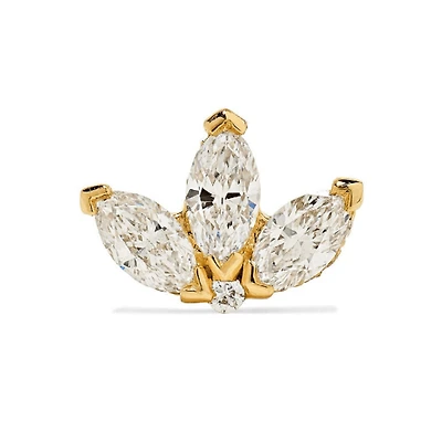 Pair of 925 Sterling Silver Gold PVD Dainty Minimal Marquise Flower Earrings