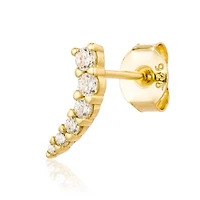 Pair of 925 Sterling Silver Gold PVD Pointed Curve White CZ Minimal Earrings