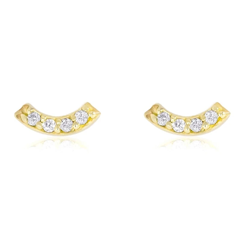 Pair of 925 Sterling Silver Gold PVD Gem Curve Minimal Earrings
