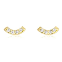 Pair of 925 Sterling Silver Gold PVD Gem Curve Minimal Earrings