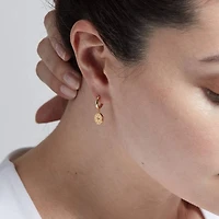 Pair of 925 Sterling Silver Gold PVD Starburst Dangle Minimal Hoop Earrings
