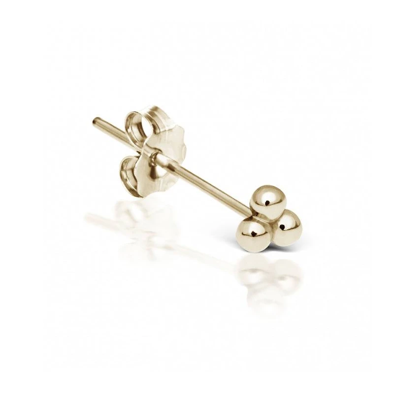 Pair of 925 Sterling Silver Gold PVD Tiny Plain Trillium Minimal Earrings