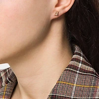 Pair of 925 Sterling Silver Gold PVD White CZ Hummingbird Minimal Earrings