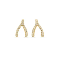 Pair of 925 Sterling Silver Gold PVD Wishbone Gem Minimal Earrings
