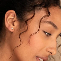 Pair of 925 Sterling Silver Large White CZ Diamond Flower Minimal Earrings