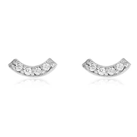 Pair of 925 Sterling Silver Gem Curve Minimal Earrings