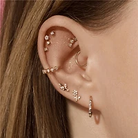 Pair of 925 Sterling Silver White CZ Gem Dainty Flower Minimal Earring Studs
