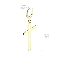 Pair of Gold Plated 316L Surgical Steel Large Dangling Cross Earring Hoops